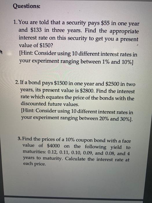 3. Use separate sheets to solve each of the following questions. Show