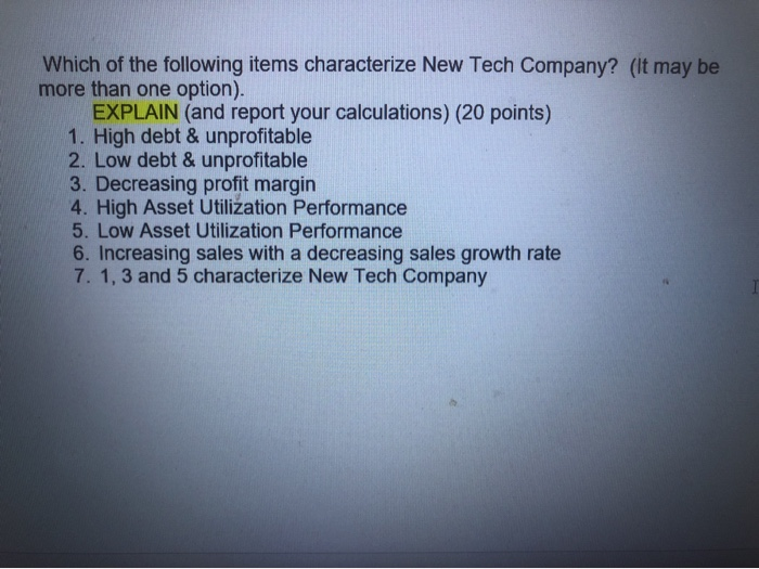 not) need to fill in missing information. NEW TECH COMPANY Income Statement