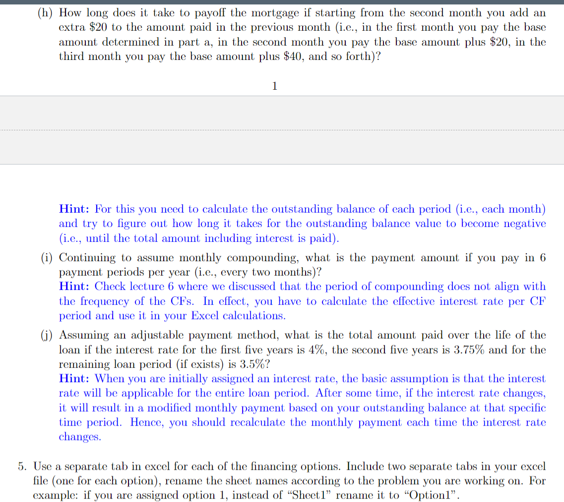 on excel with each problem. So do this in excel and answer