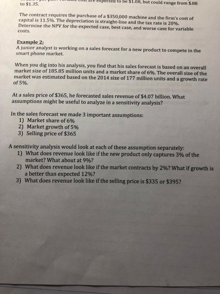 example 2. tost are expected to be $1.08, but could range from