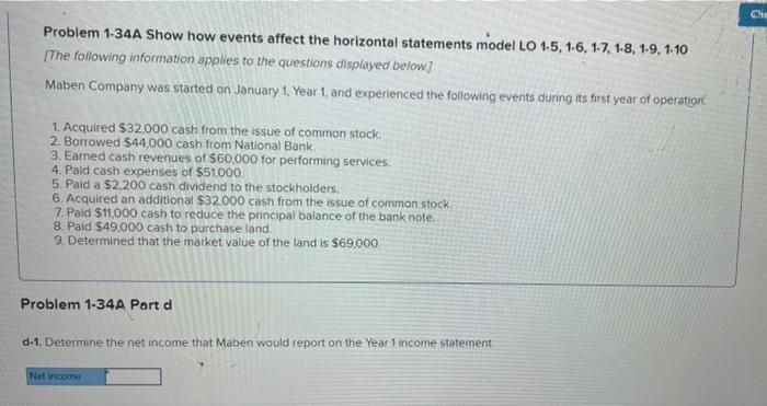 appies to the questions displayed below) Maben Company was started on January