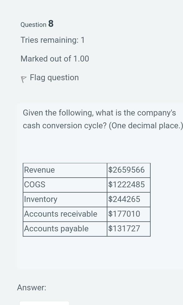  i need final value thats it Question 8 Tries remaining: 1