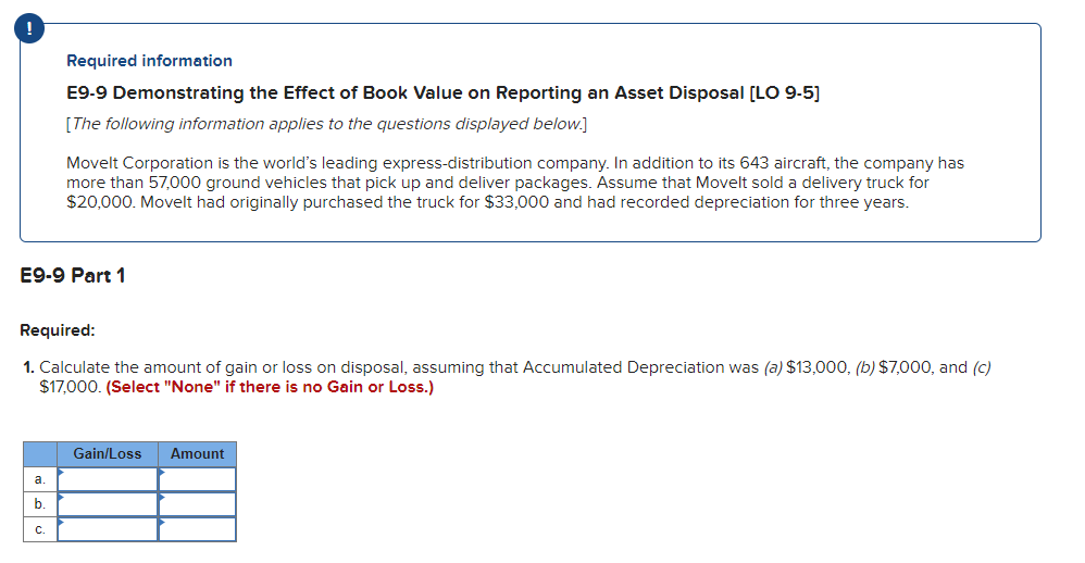  Required information E9-9 Demonstrating the Effect of Book Value on Reporting
