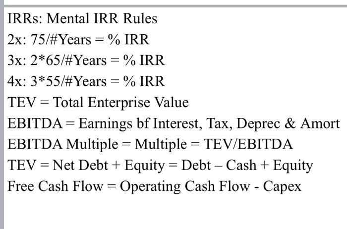 IRR is If I have a 2xMoC/MoM and the deal is for