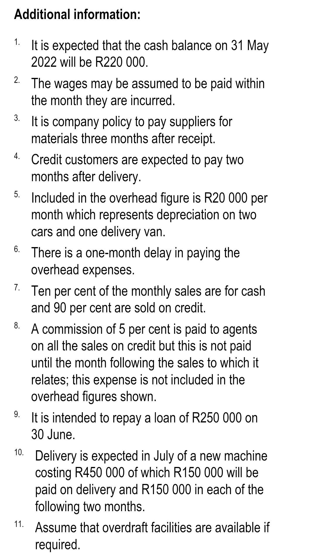 to Apricot Inc., a small retail enterprise: 1. It is expected that