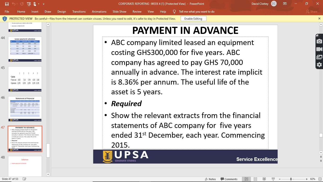  o su CORPORATE REPORTING-WEEK 4 (1) [Protected View] - PowerPoint David