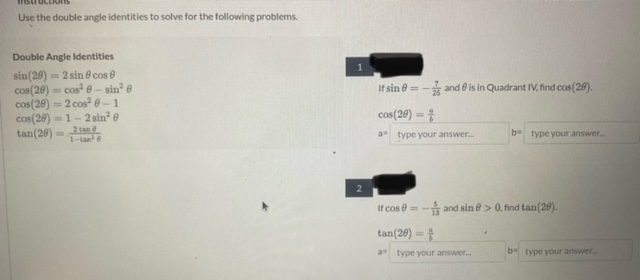 Identities 4 sin ( ) = ty Find a, b, and c.