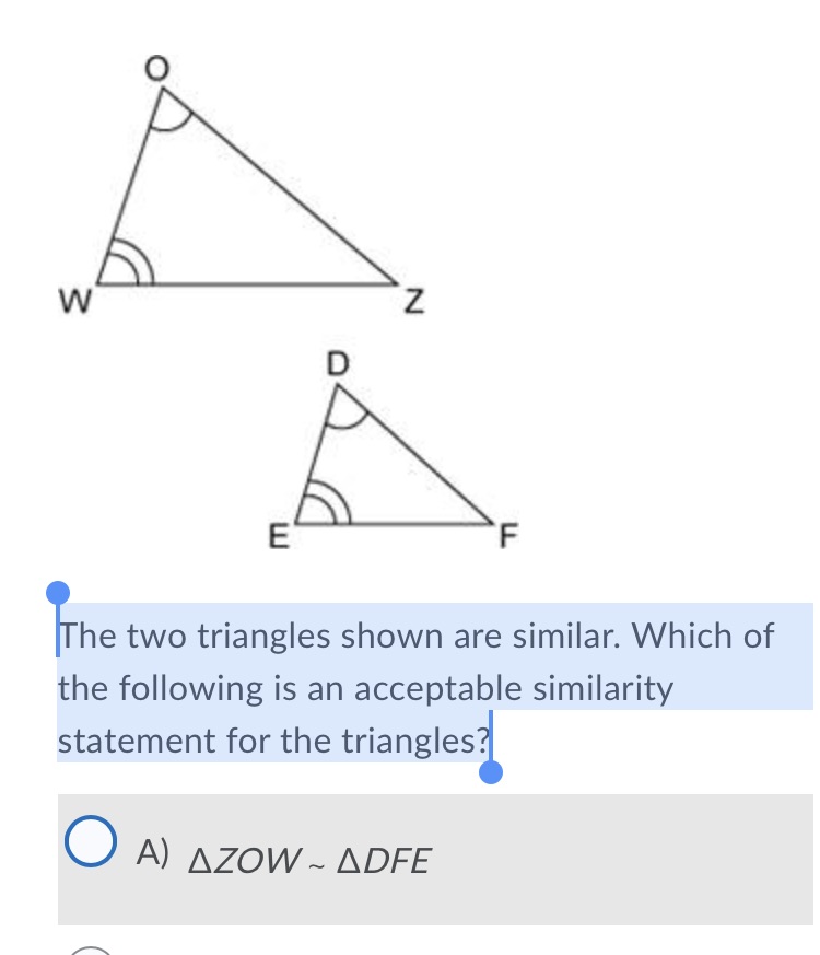  O P W Z D D E The two triangles shown