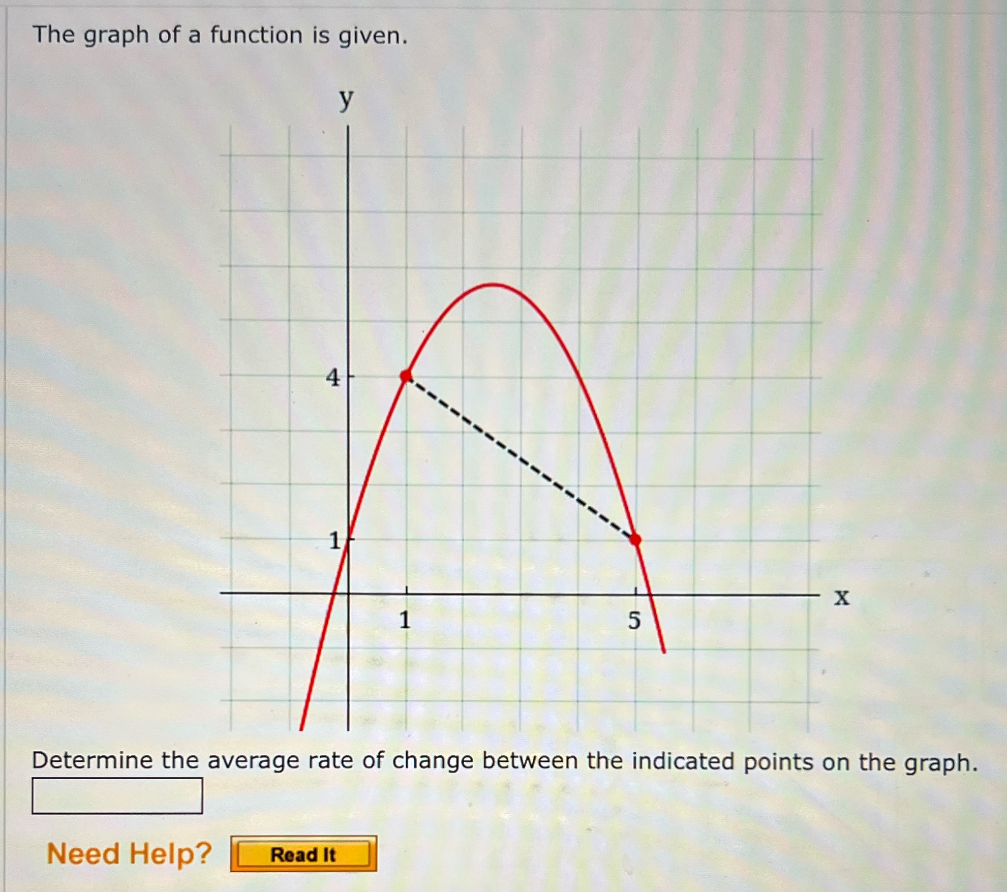 i need help The graph of a function is given. 4 X