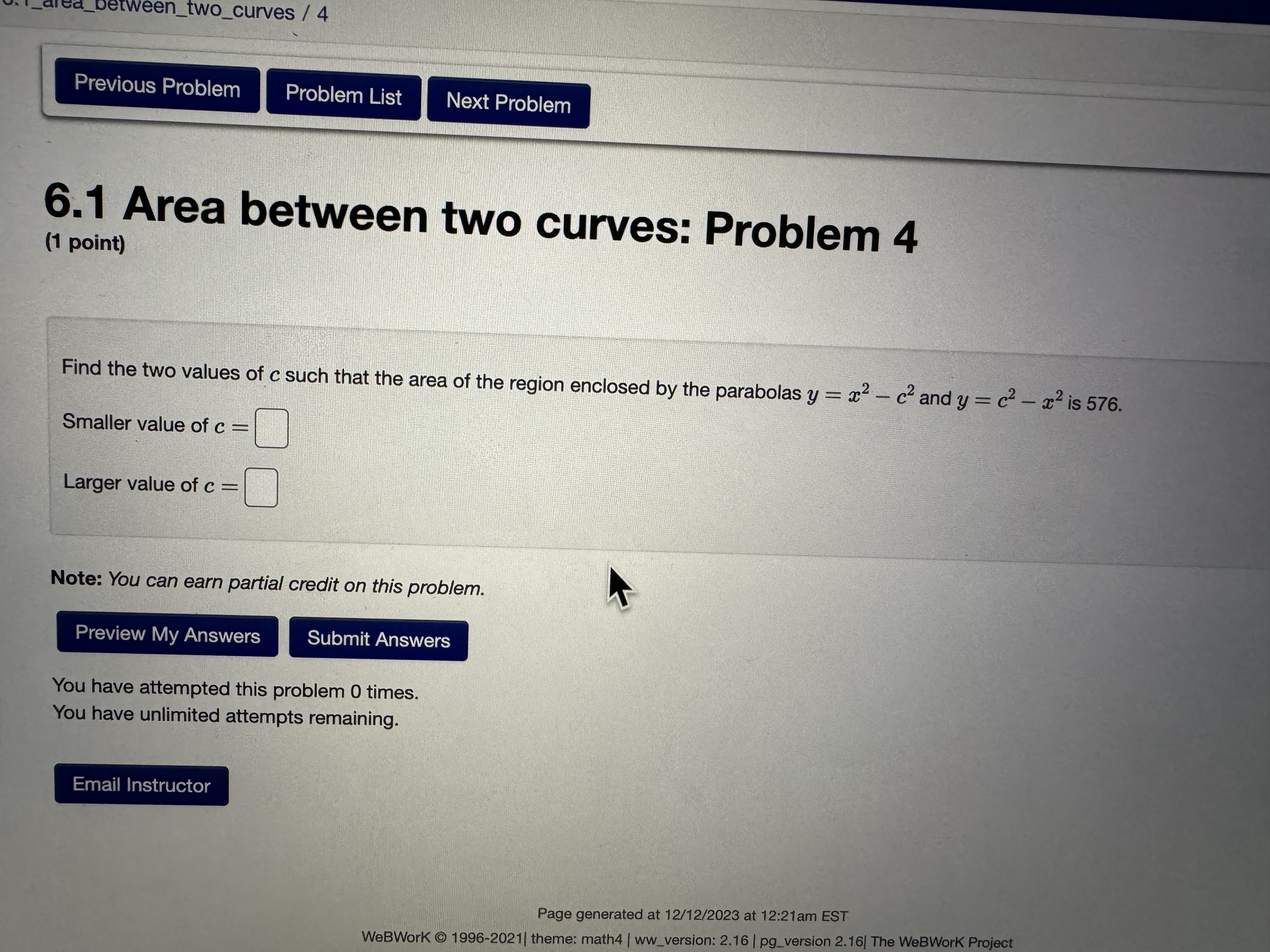 Problem 5 (1 point) Enter a T or an F in each