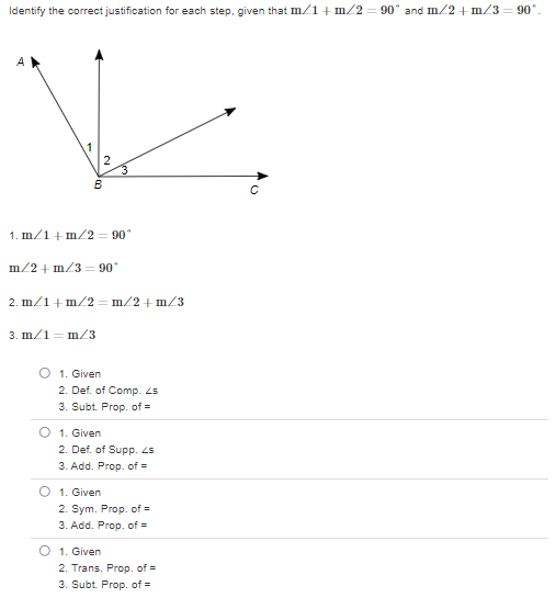 1. Identify the property that justifies the statement.?DEF??DEF OptionsA. Substitution Prop. of