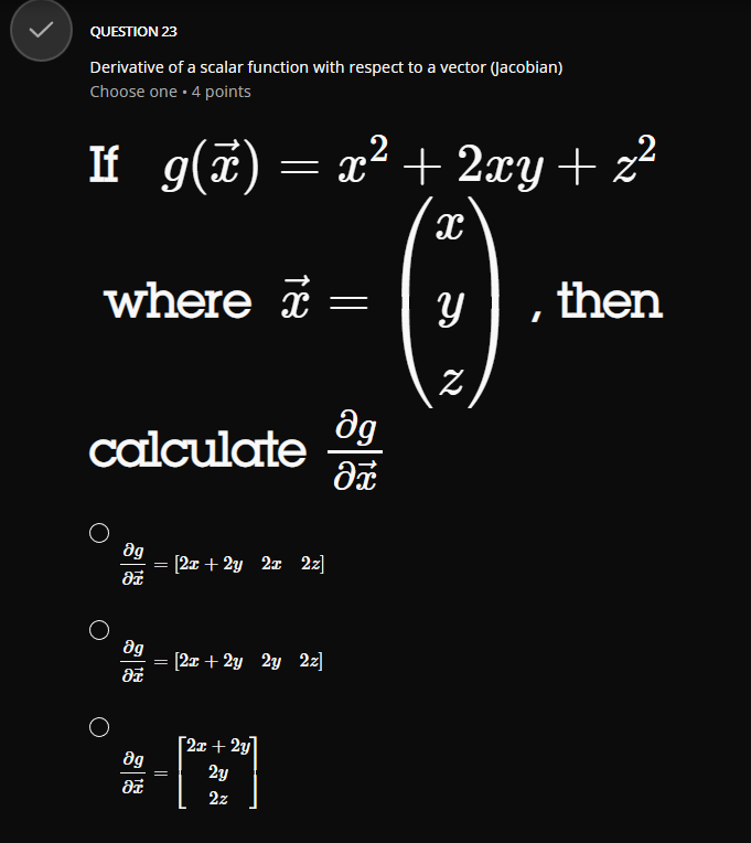 0 0 0 0 O S 1 O\fQUESTION 21 Derivative of a