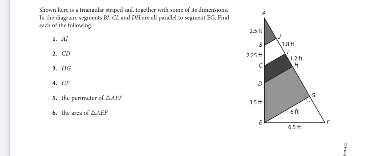 Shown here is a triangular striped sail, together with some of