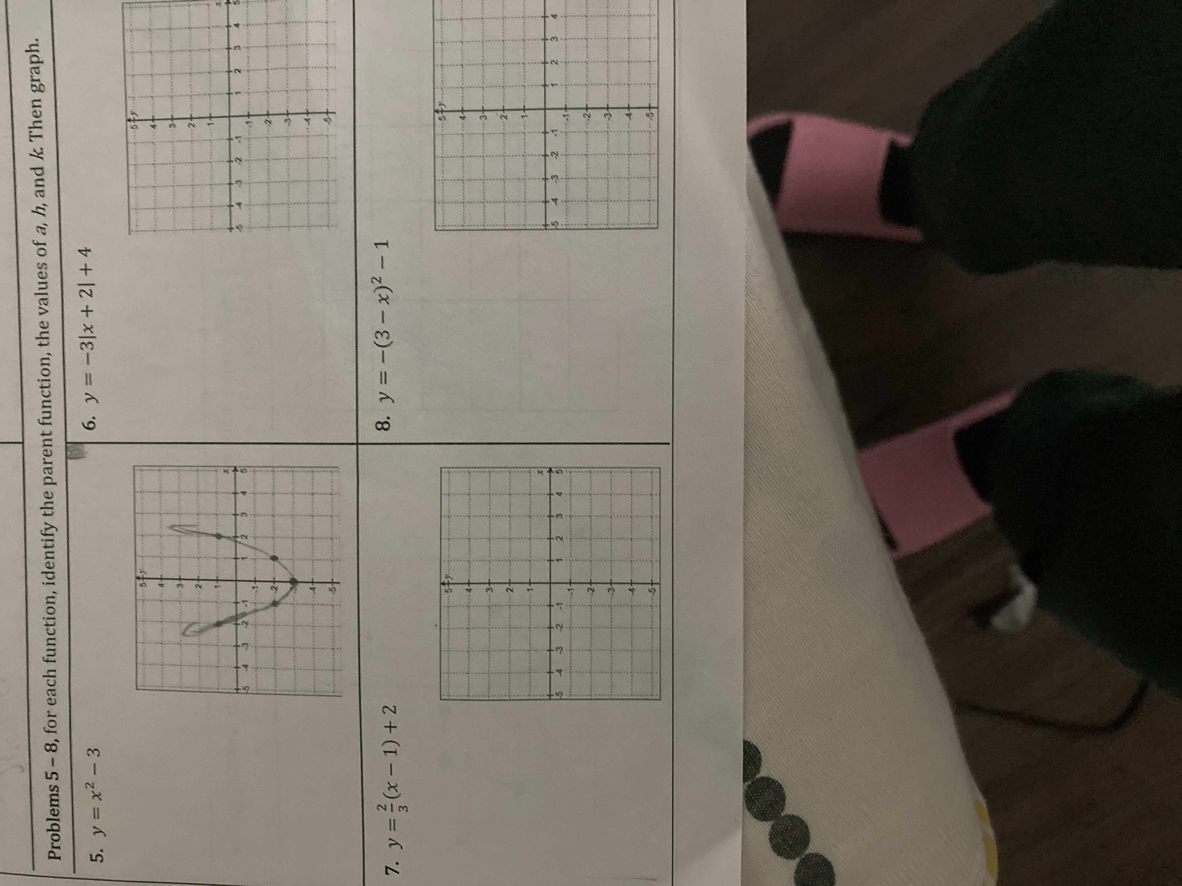  Problems 5 - 8, for each function, identify the parent function,