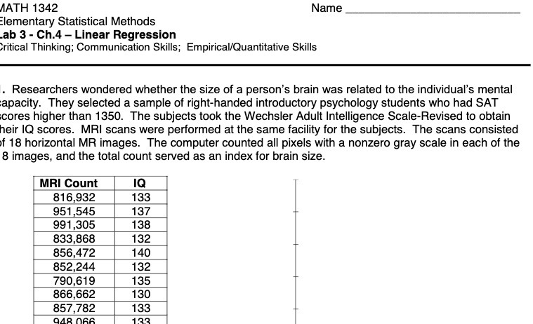  MATH 1342 Name Elementary Statistical Methods ab 3 - Ch.4 -