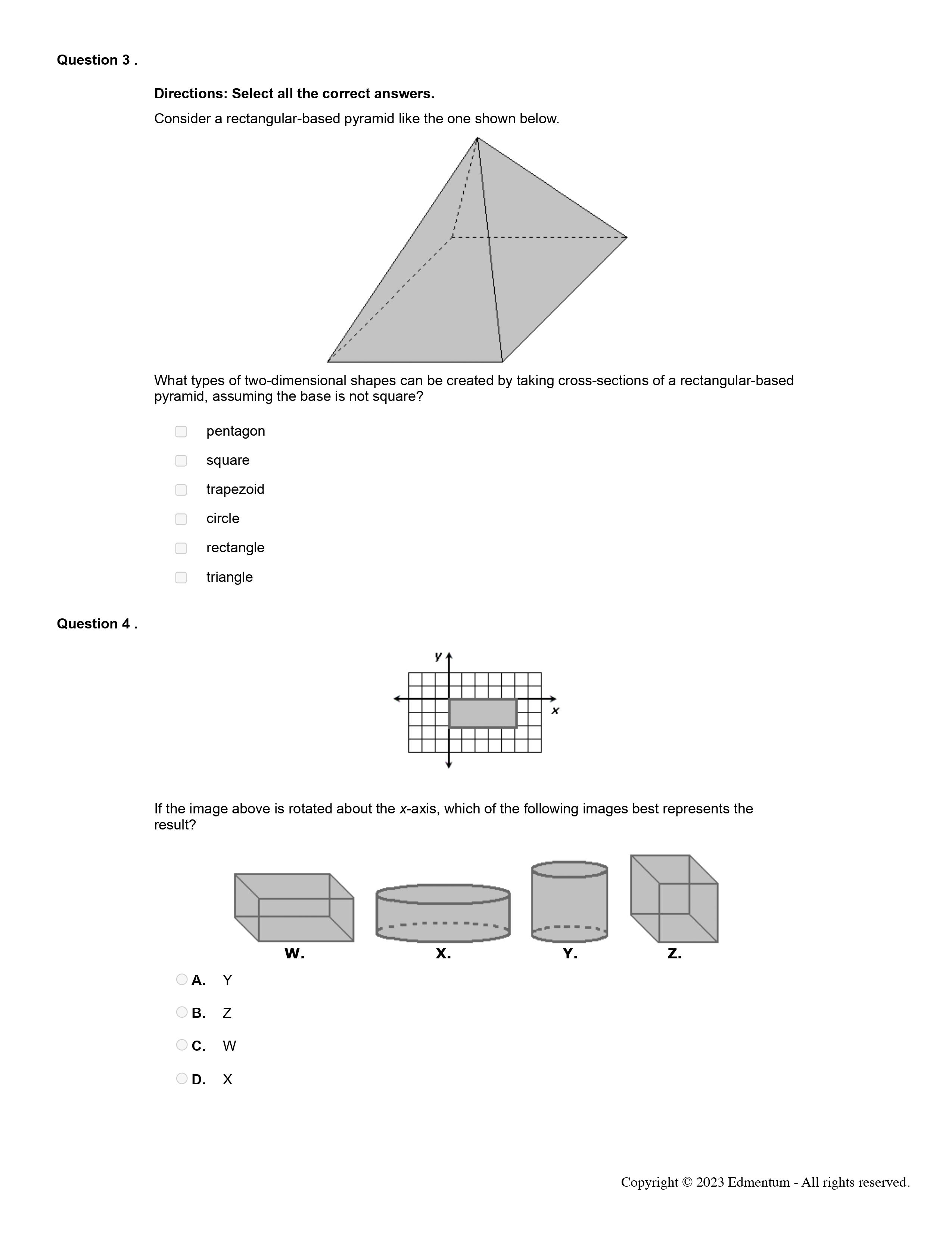 W. X. Y. Z. OA. W Z X OD. Y Copyright 2023