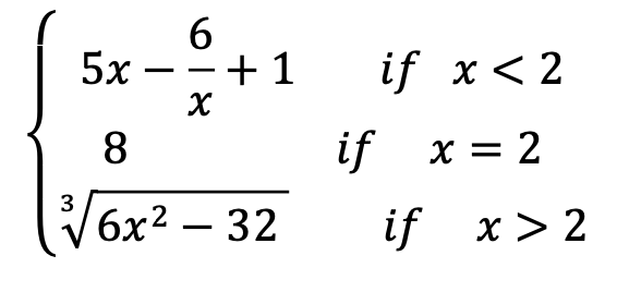 Check the following function for continuity at x=2 \f