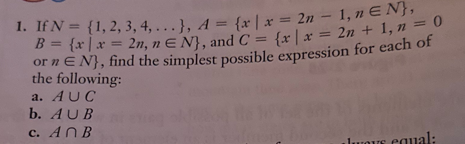 1. If N = {1, 2, 3, 4, . . .