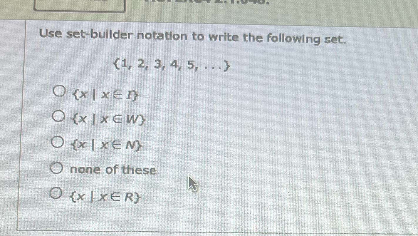 Use set-builder notation to write the following set. (1, 2, 3,
