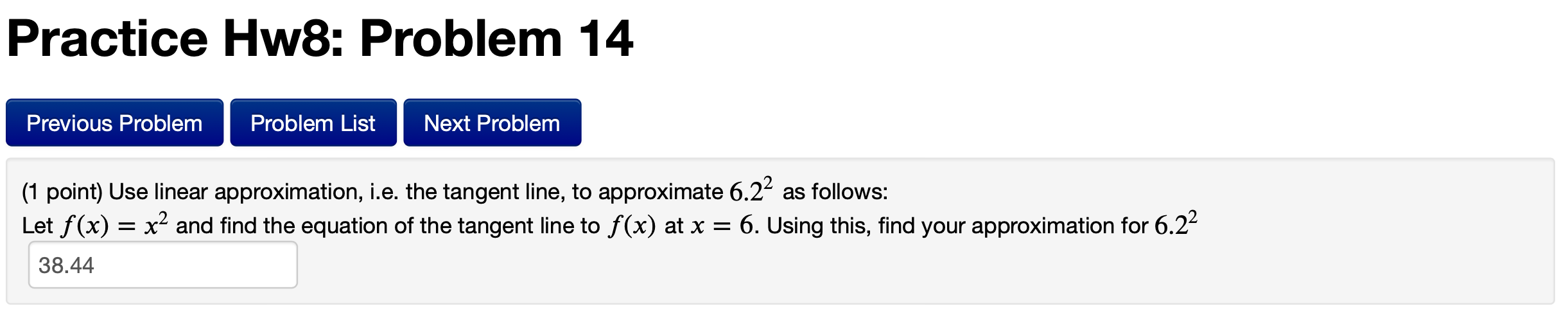  Practice Hw8: Problem 14 Previous Problem Problem List Next Problem (1