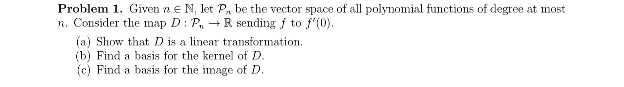  Problem 1. Given n E N, let. \"P.\" be the vector