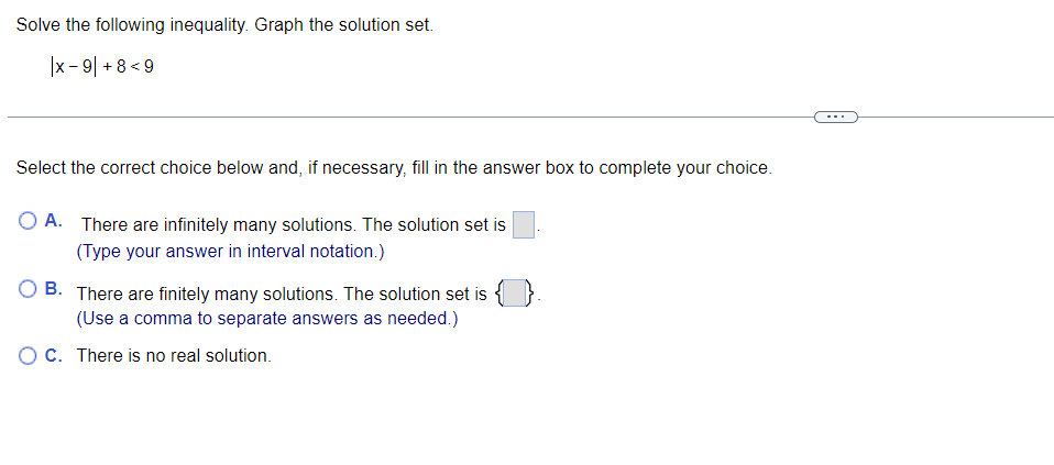 following equation. Use any method. x217=0 Select the correct choice below and
