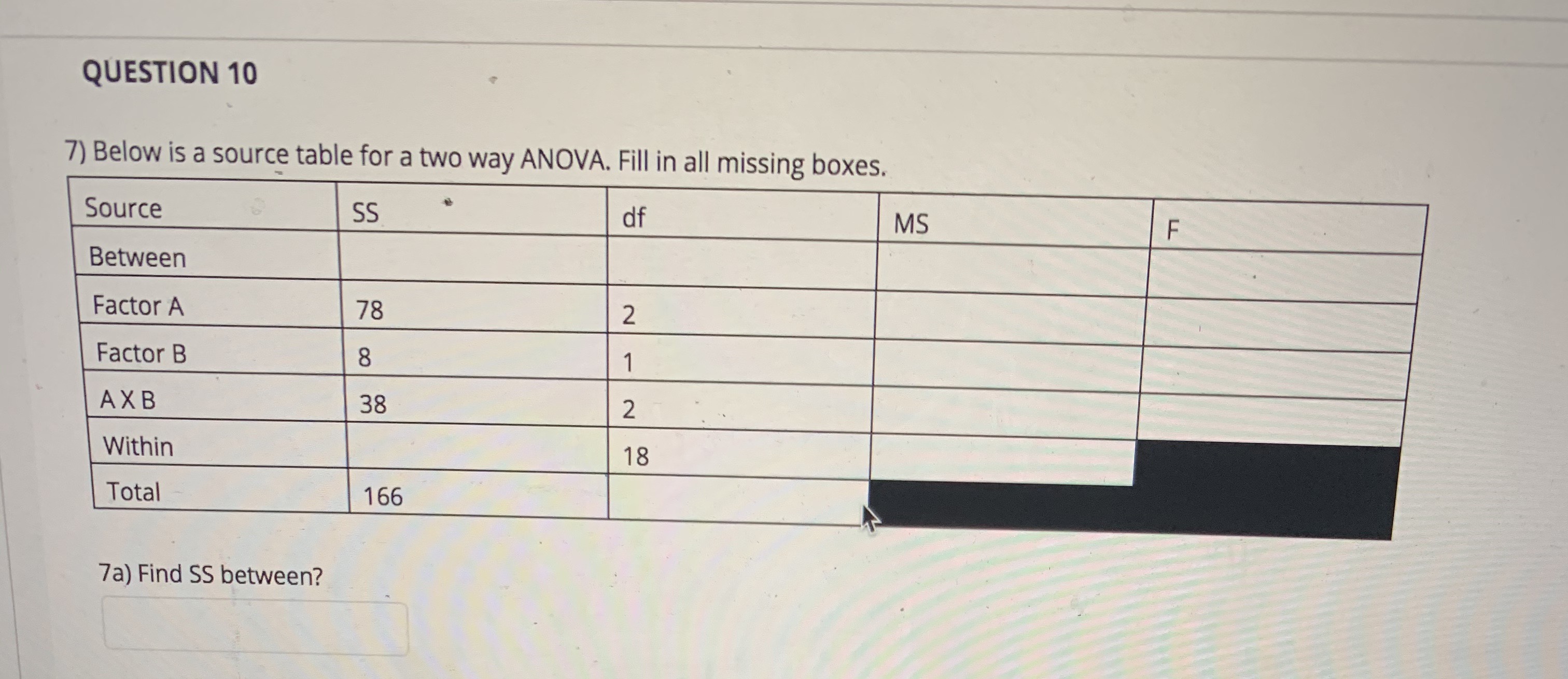 QUESTION 10 7) Below is a source table for a two