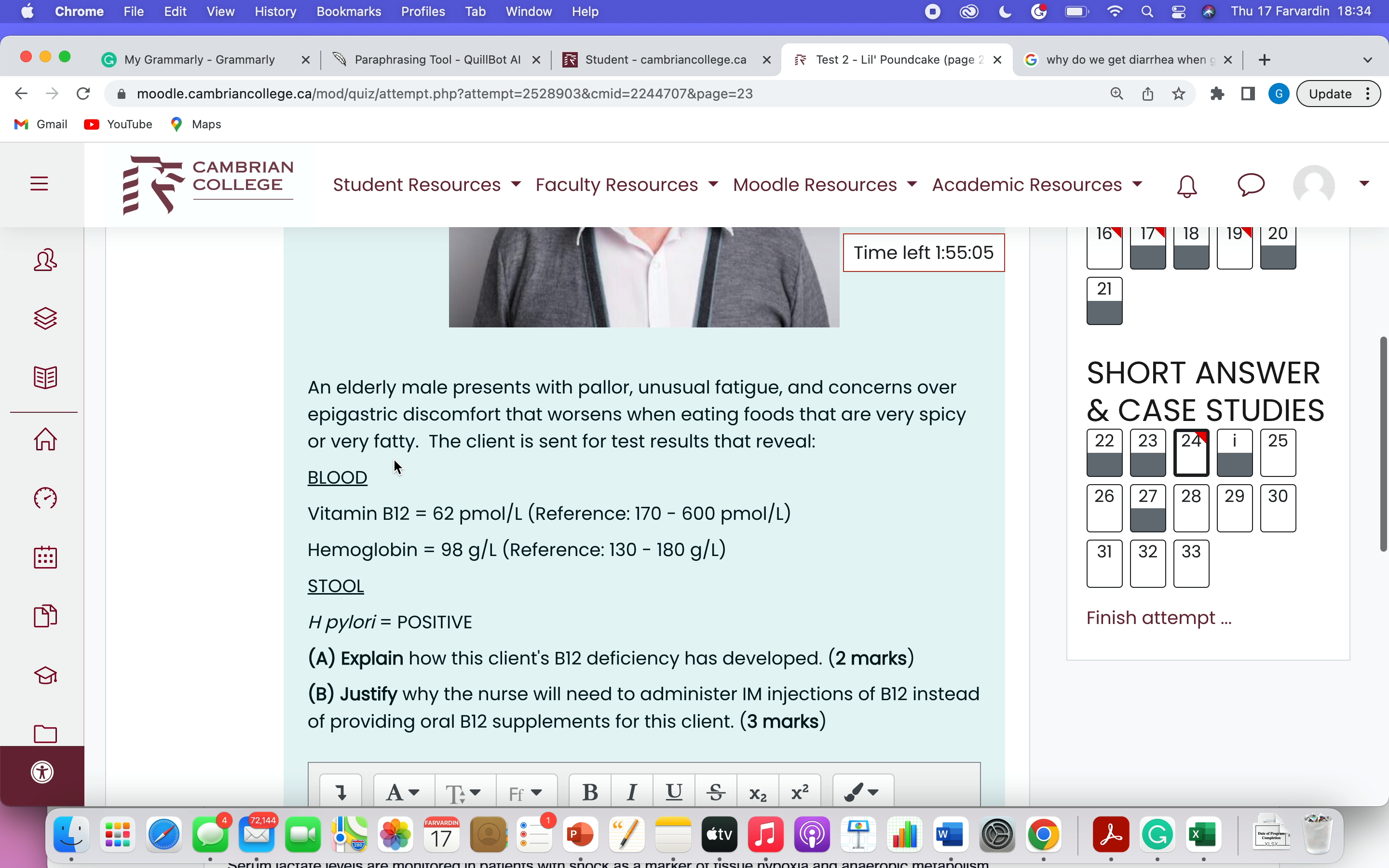 Academic Resources Time left 0:15:22 Question 62 The nurse will be asked