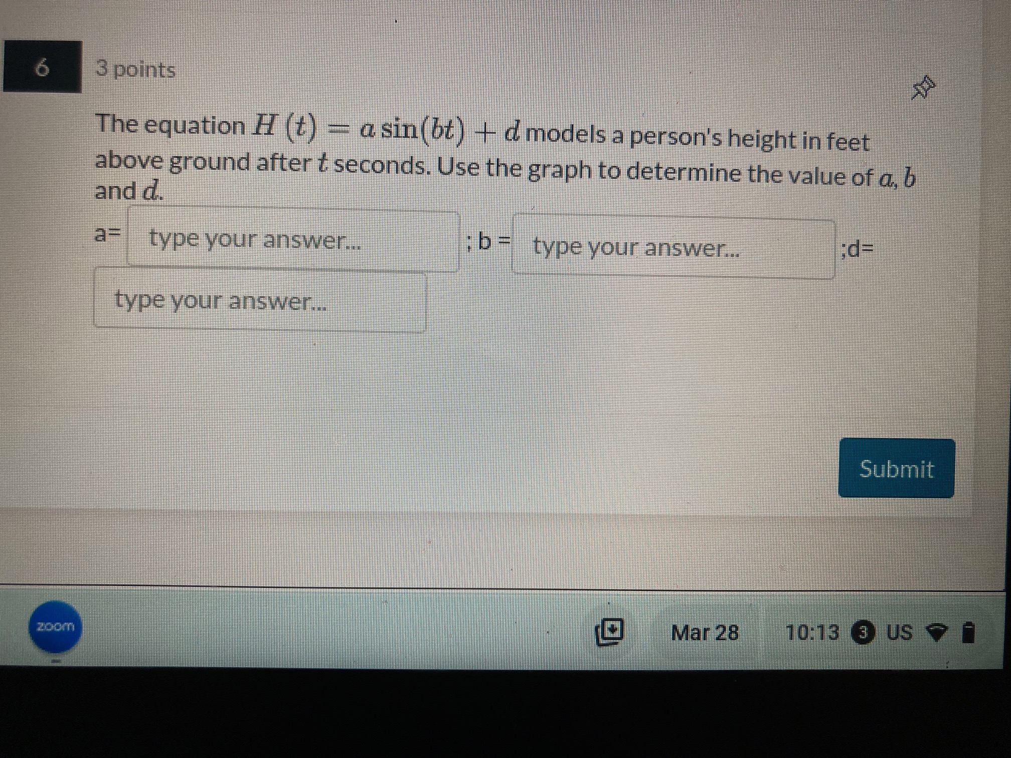 the The distance from the ground to the center of the ferris