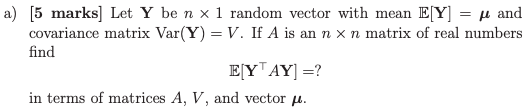How do you answer question? a) [5 marks] Let Y be n