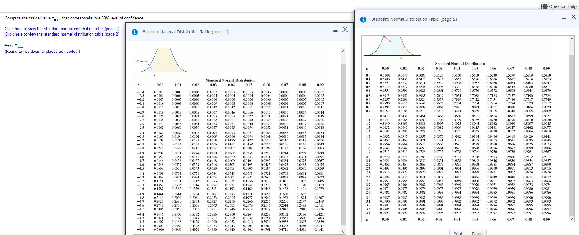 Compute the critical value z Subscript alpha divided by 2 that corresponds