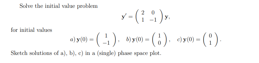 Solve the initial value problem 2 0 y 1 -1 y