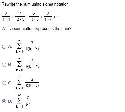  Rewrite the sum using sigma notation. 2 2 2 2 1.4