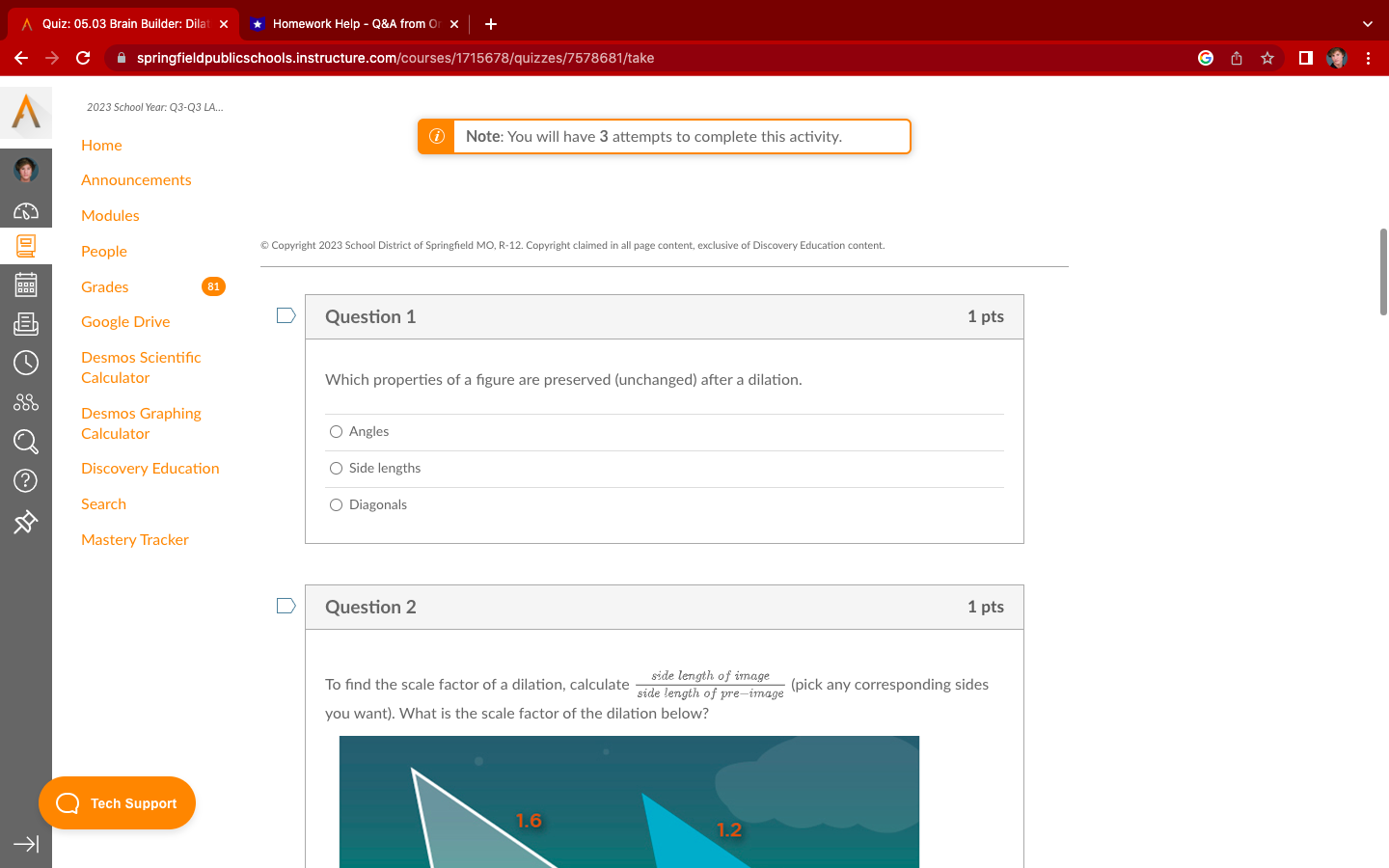 Year: Q3-Q3 LA.. Home D Question 1 1 pts Announcements Which of