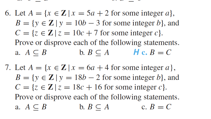  6. Let A = {x E Z |x 2 5a +