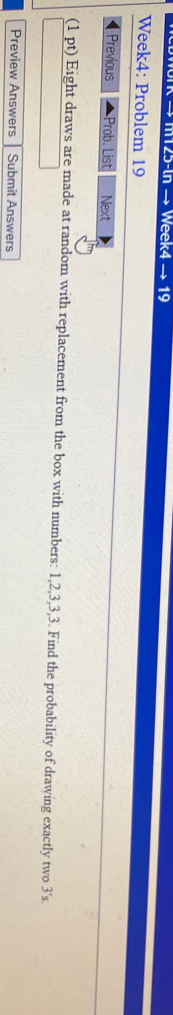 Find the probability getting exactly f drawing exactly two 3's -In -