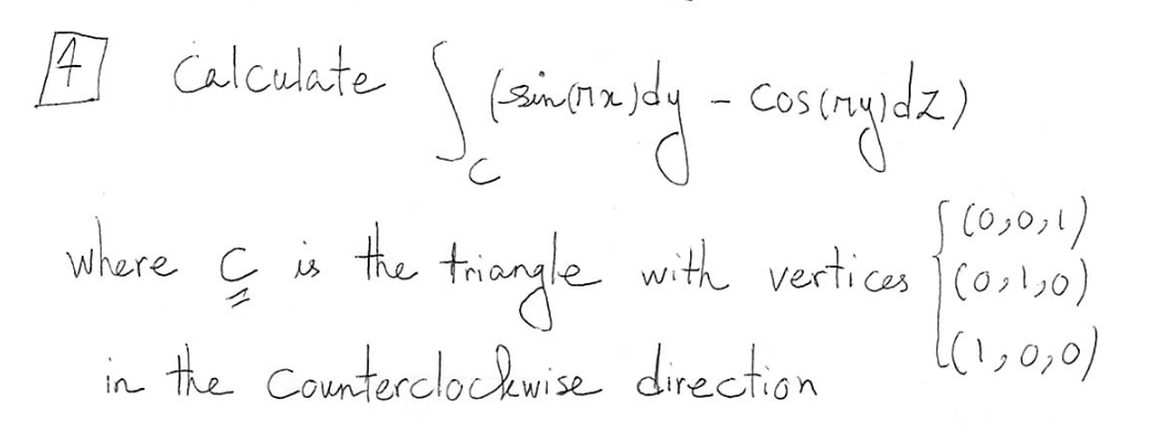 D Calculate ( sin ( Mix ) dy - Cos( my)dz