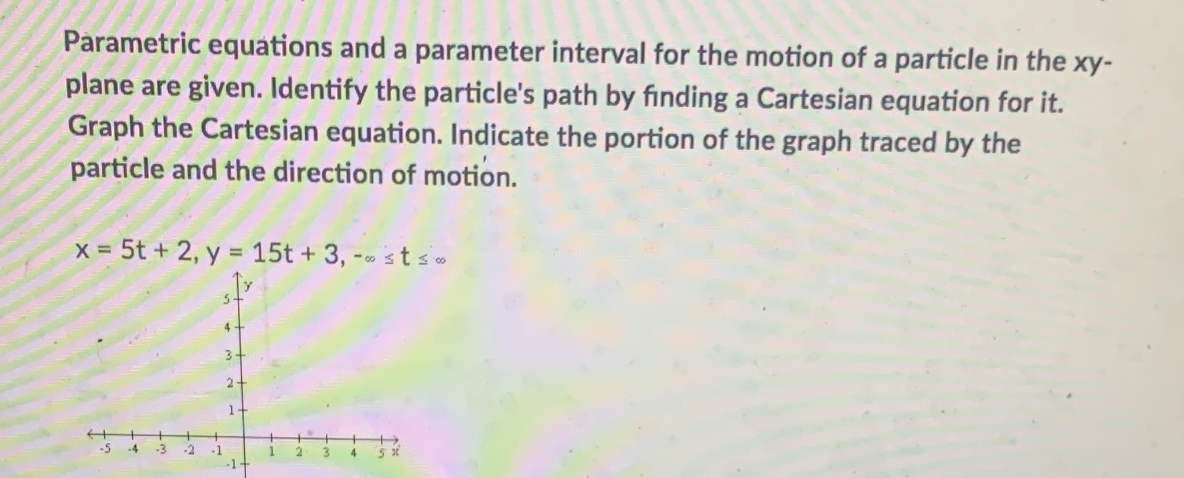 Correct answer Parametric equations and a parameter interval for the motion of