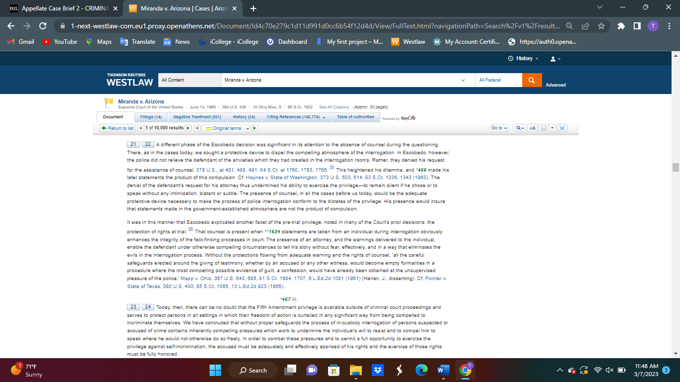 to address applicable law likely from the Bill of Rights (federal law)