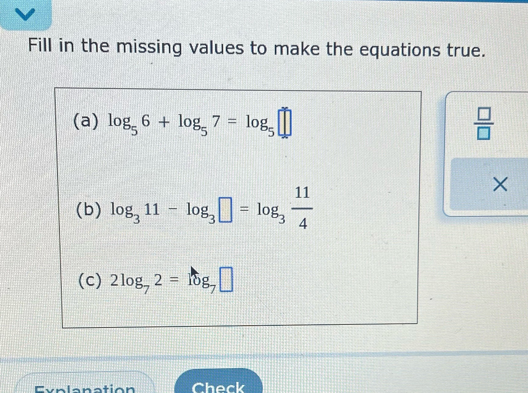 Need help Fill in the missing values to make the equations true.