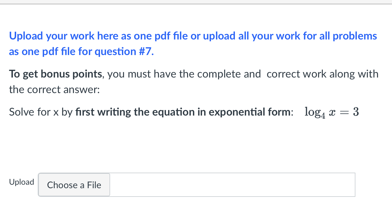  Upload your work here as one pdf file or upload all