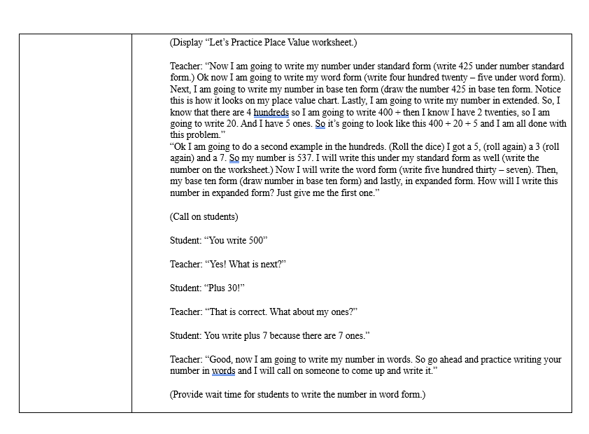 for the respected standards/lesson for the selected age groupDiscussion of how ALL