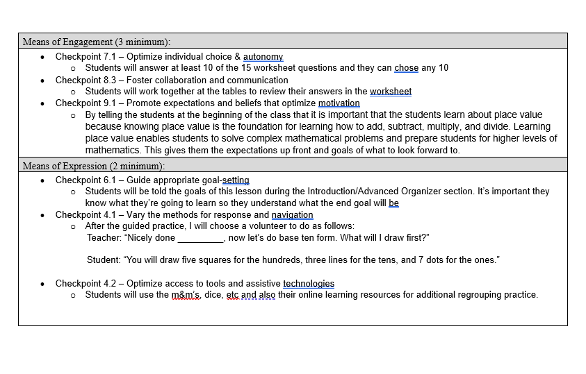 students with IEPs, 504s, BIPs, Asthma Plans etc.Assessment Rubric:Type of Assessment:Timing Within