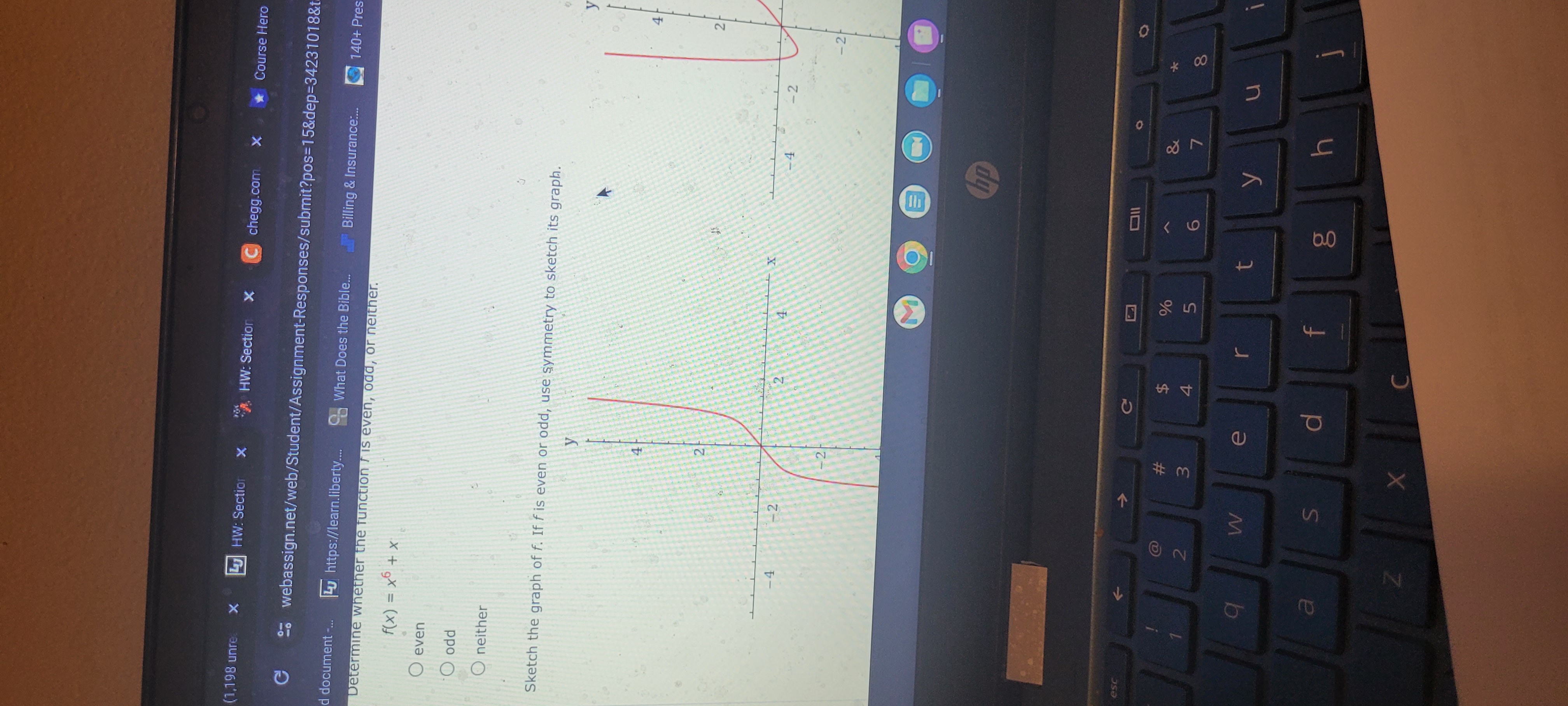 even, odd, or neither. f ( x ) = x +x O