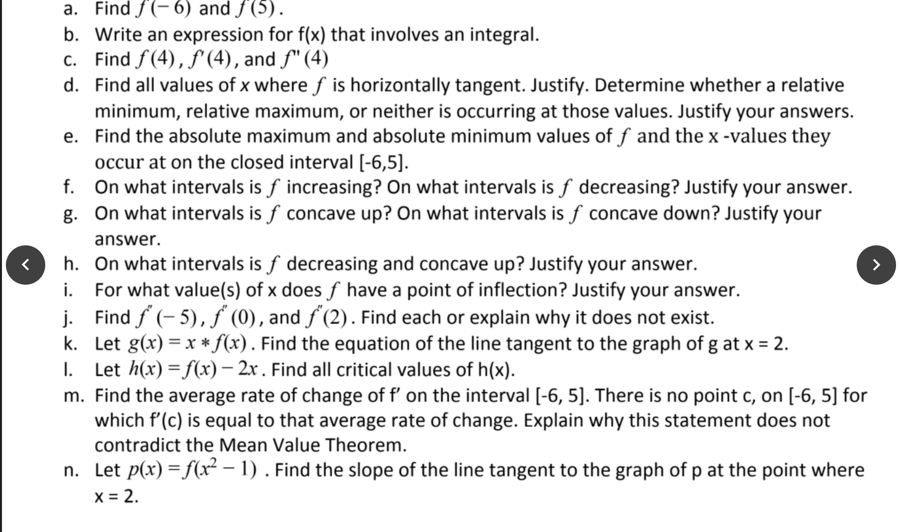 Name Derivative Graph Super FRQ (Calculator Inactive) Graph of f ' The