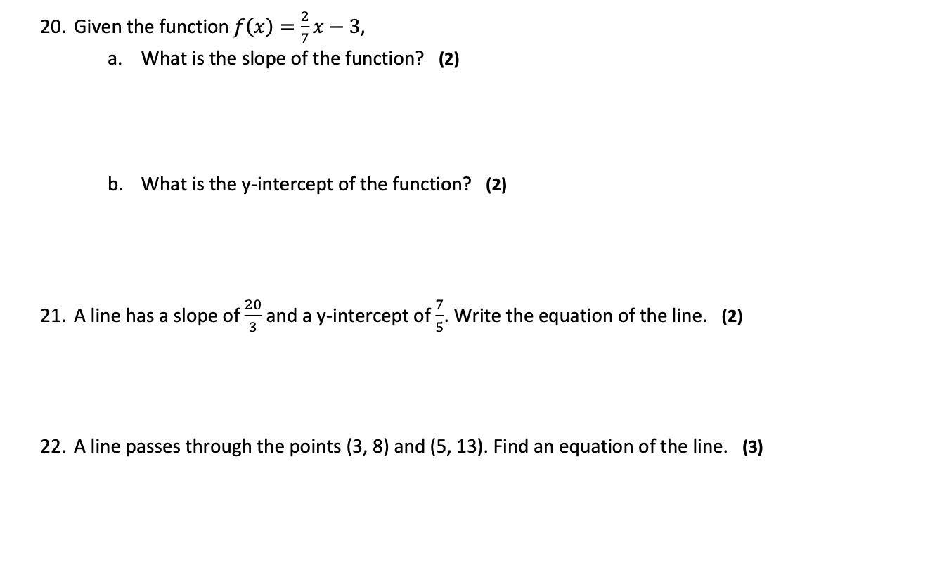 20. Given the function f (x) = =x - 3, a.