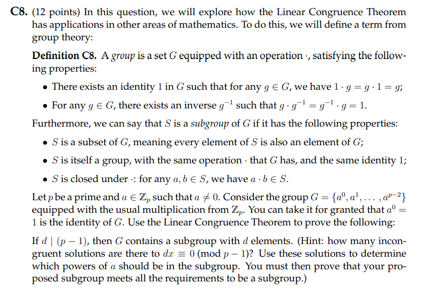  C8. (12 points) In this question, we will explore how the