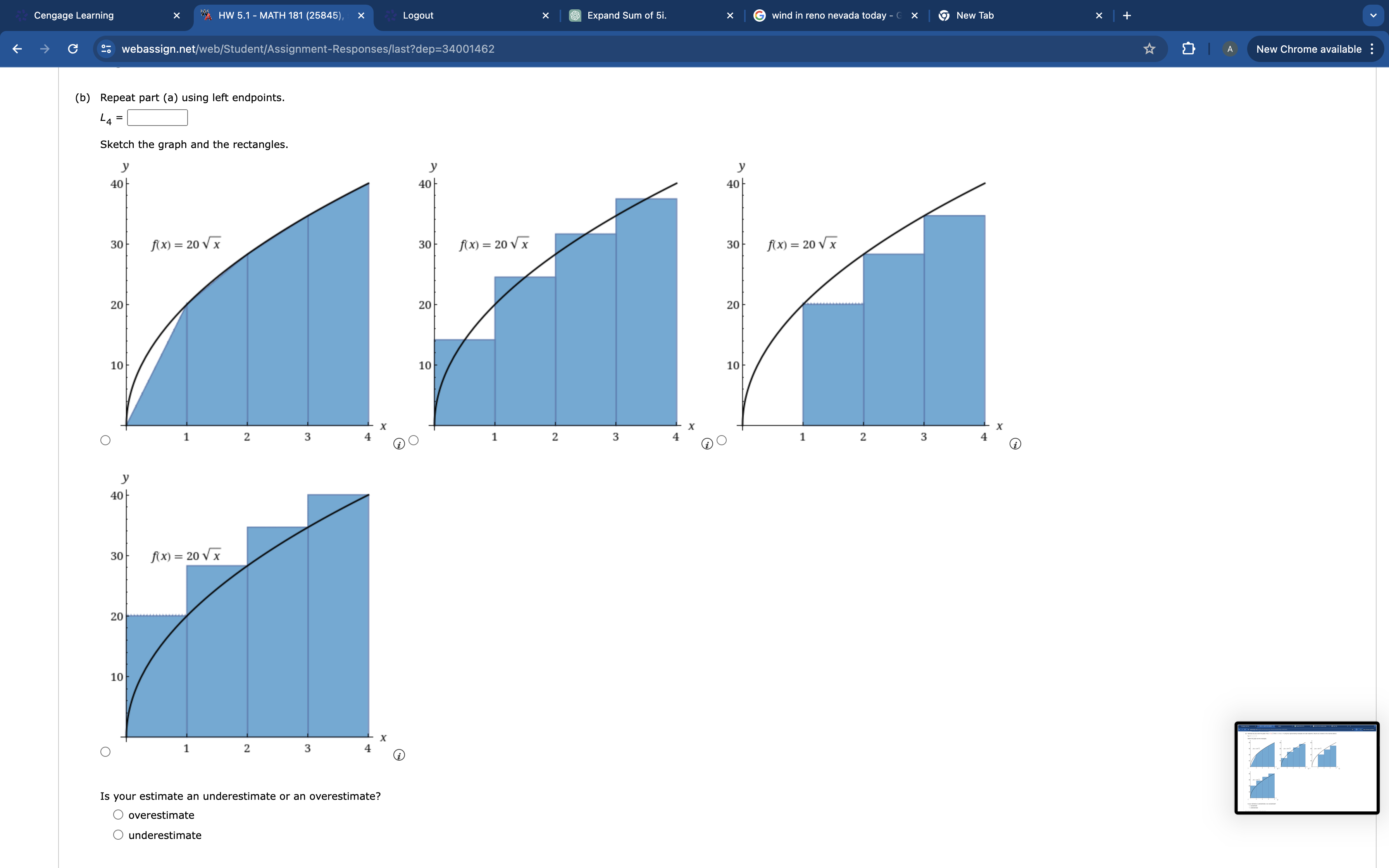 Cengage Learning " HW 5.1 - MATH 181 (25845), x Logout