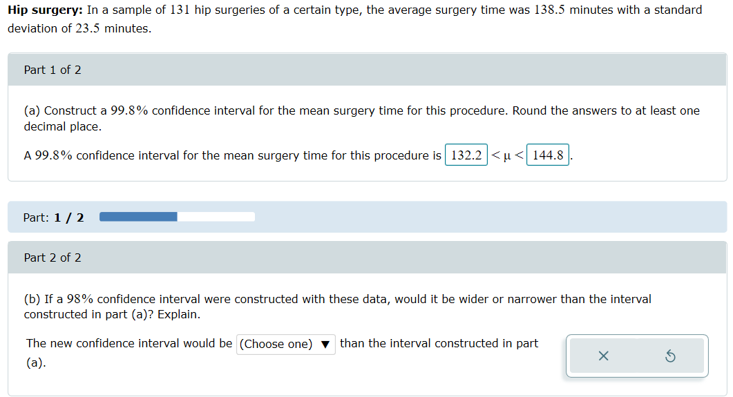 (b) If a 98%confidence interval were constructed with these data, would it