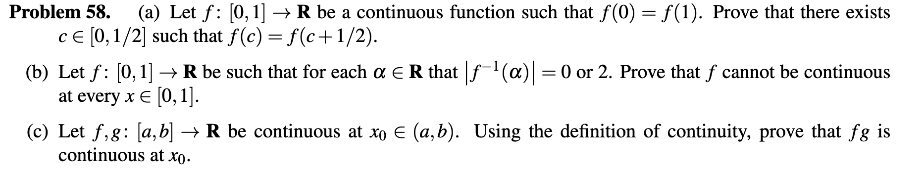  Problem 58. (a) Let f: [0,1] R be a continuous function